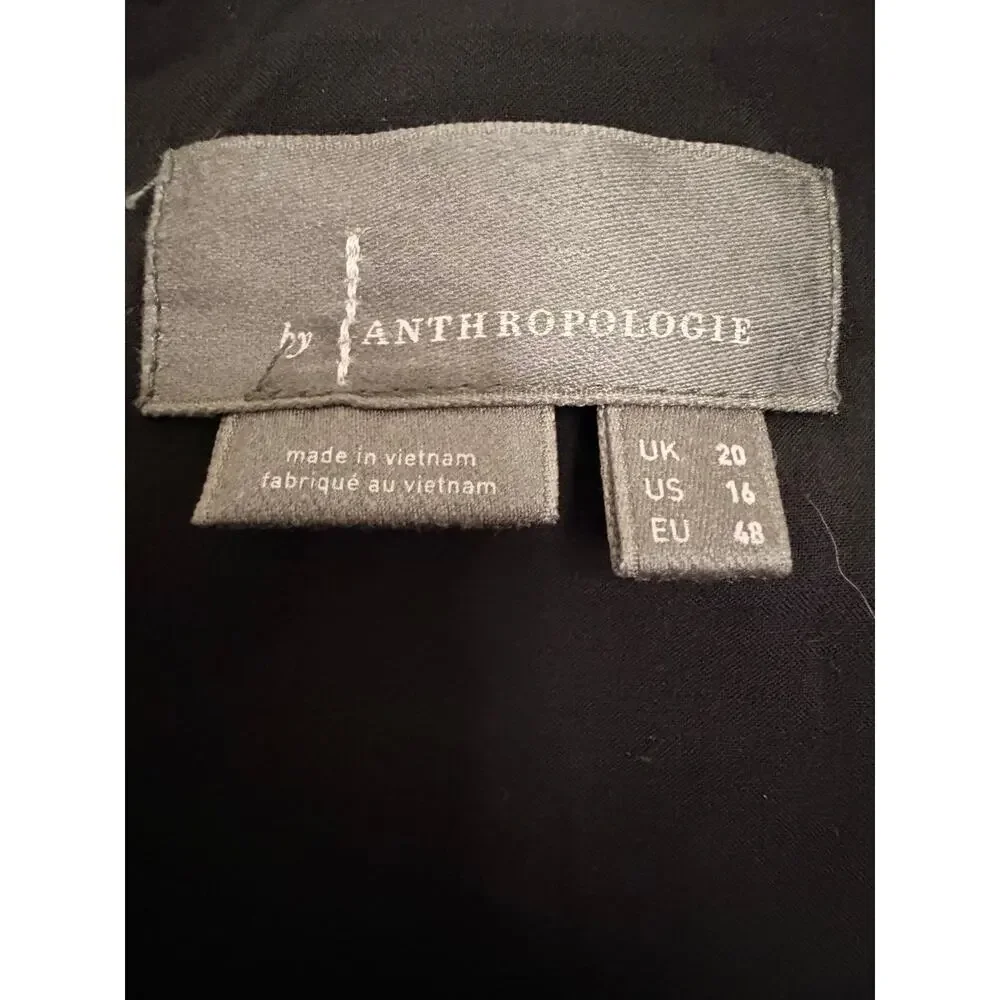 By Anthropologie Black Maxi Skirt 16 Faux Leather Yoke Goth Sheer Flowy